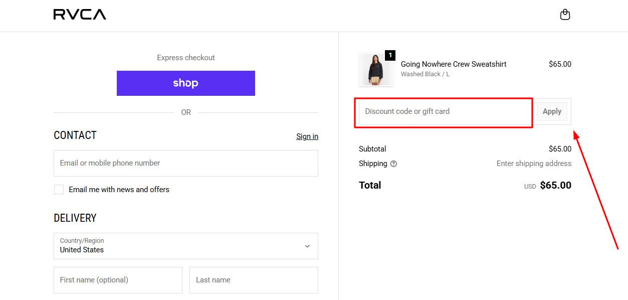 How to activate a RVCA promo code