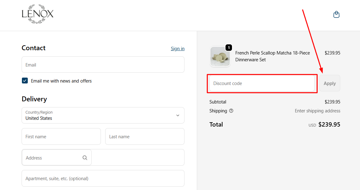 How to activate a Lenox promo code