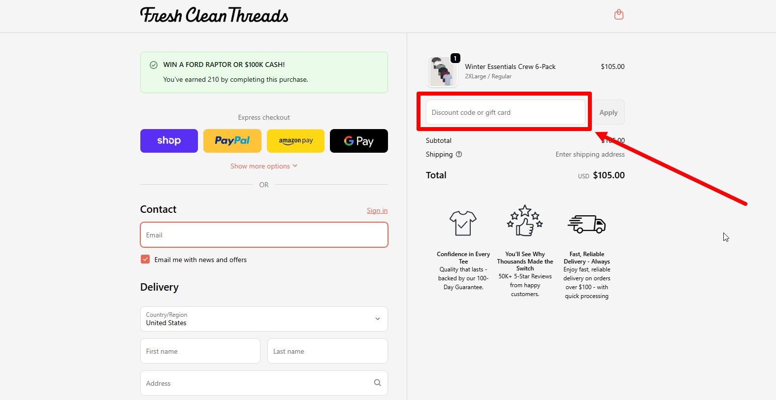 How to apply a Fresh Clean Threads promo code”