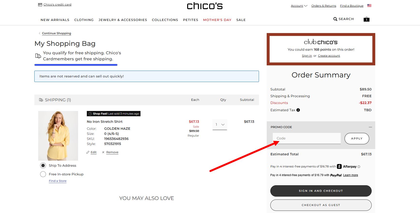 How to activate a Chicos promo code