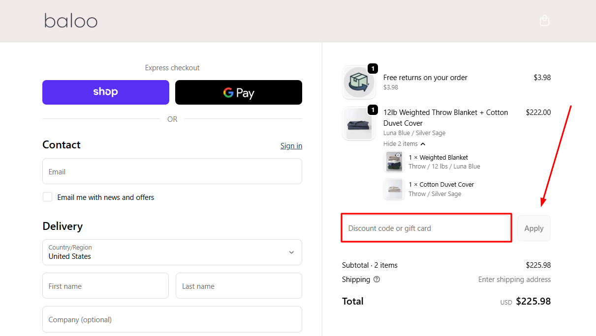 How to activate a Baloo Living promo code