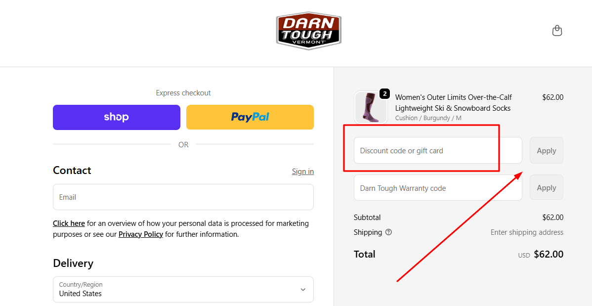 How to activate a Darn Tough promo code