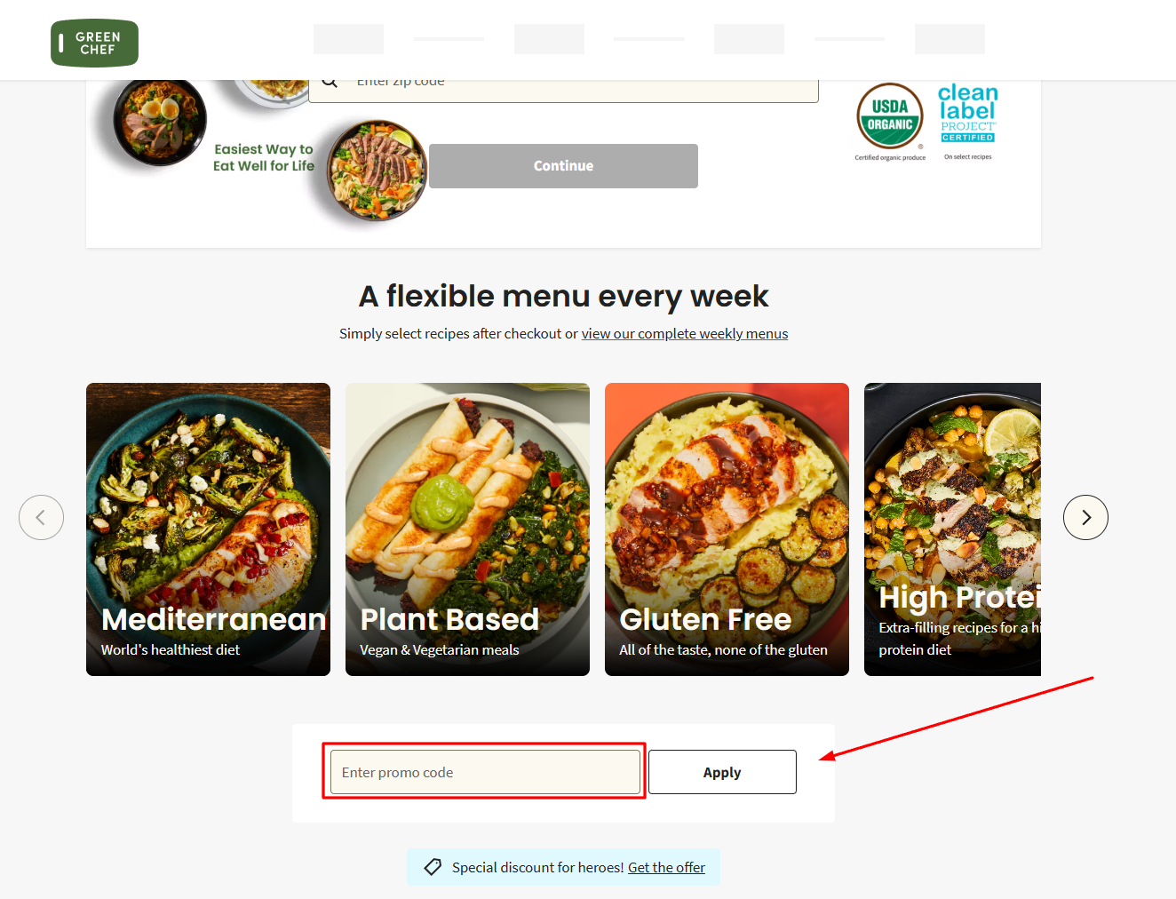 How to activate a Green Chef promo code