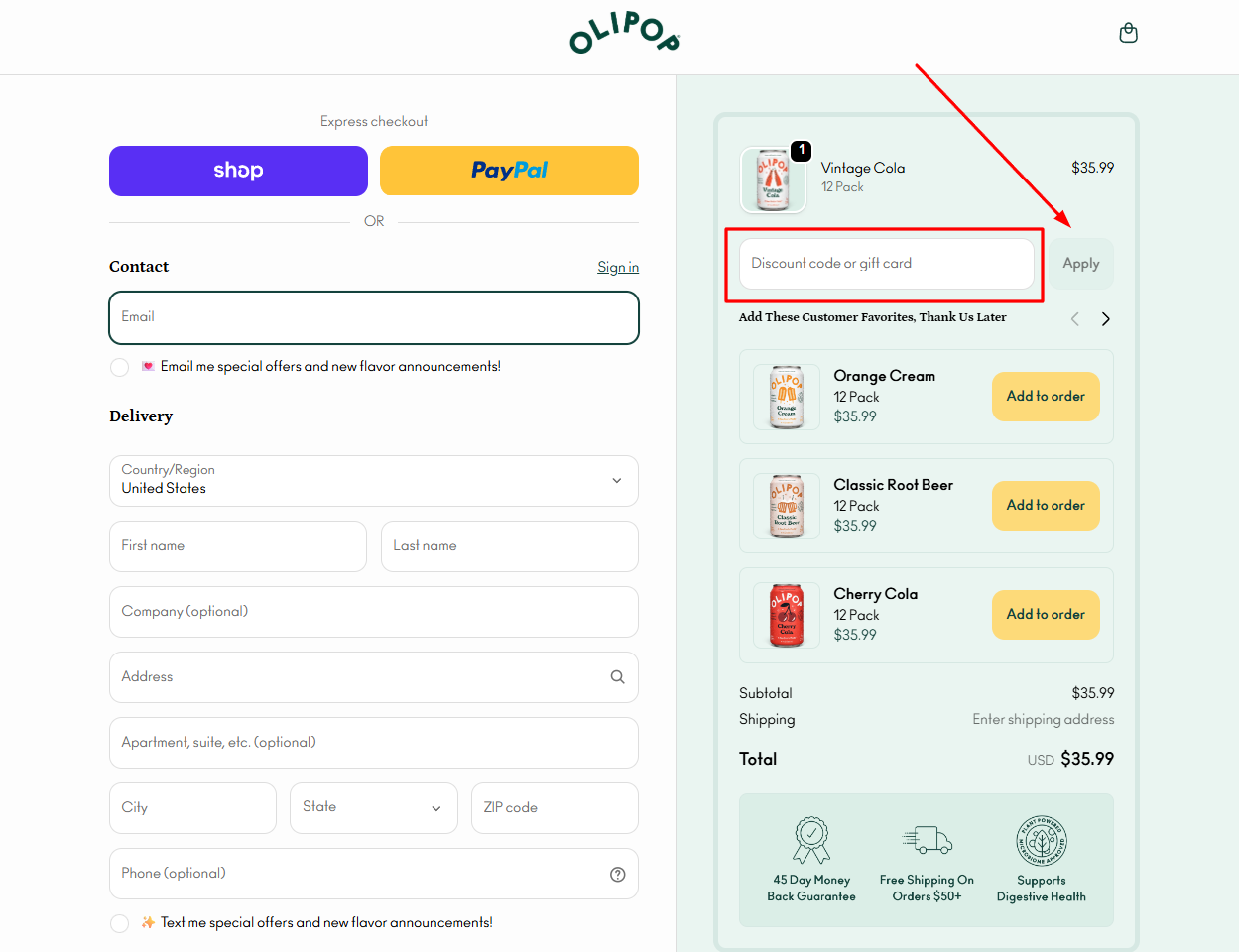 How to activate an OLIPOP promo code