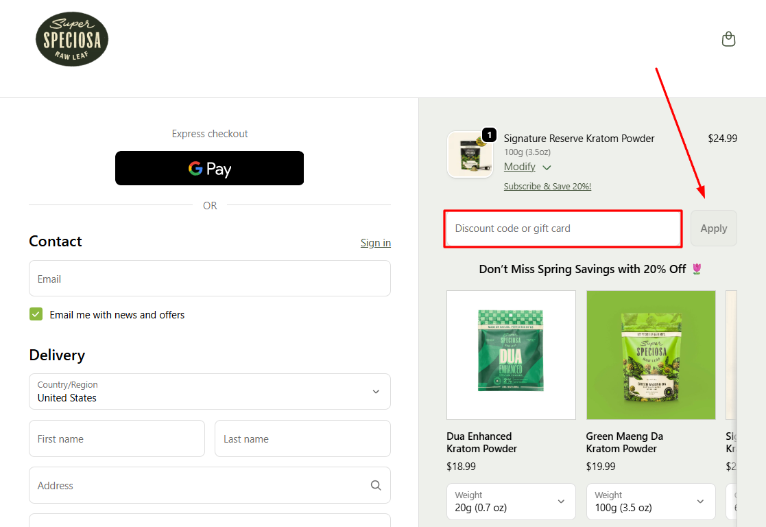 How to activate a Super Speciosa promo code