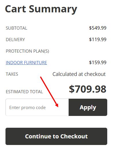 “How to apply an Ashley promo code”