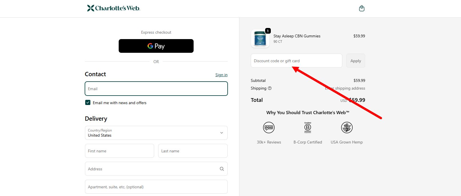 How to activate a Charlotte's Web promo code