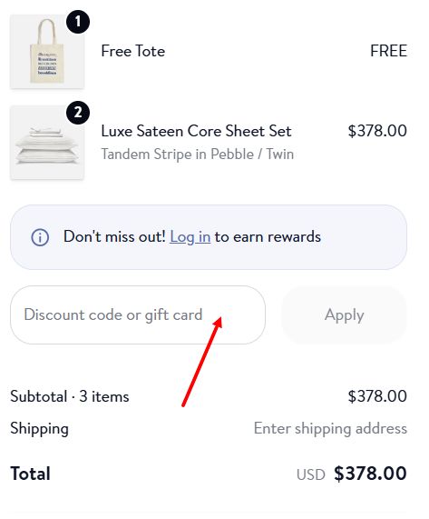 “How to apply a Brooklinen promo code”