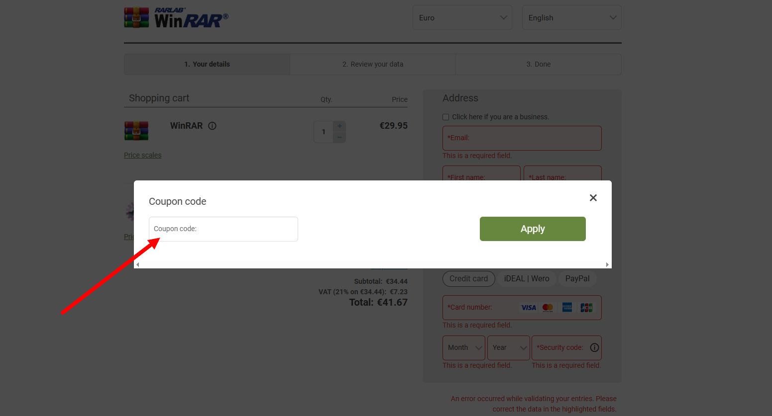 How to activate a WinRAR promo code