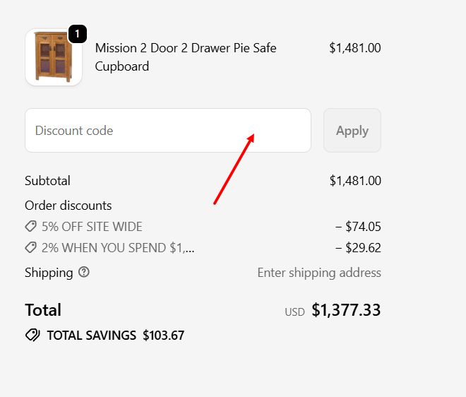 “How to apply an Online Amish Furniture promo code”