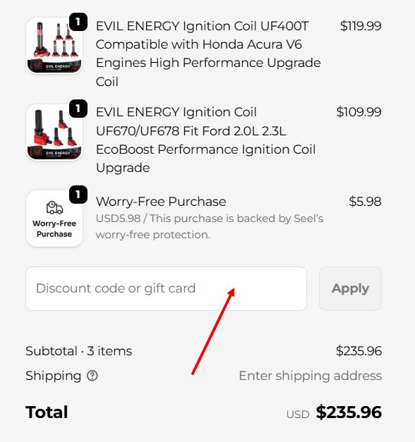 “How to apply a Evil Energy promo code”