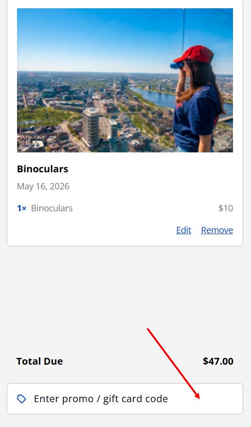 “How to apply a View Boston promo code”