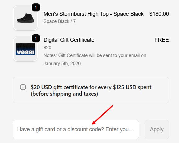 “How to apply a Vessi promo code”