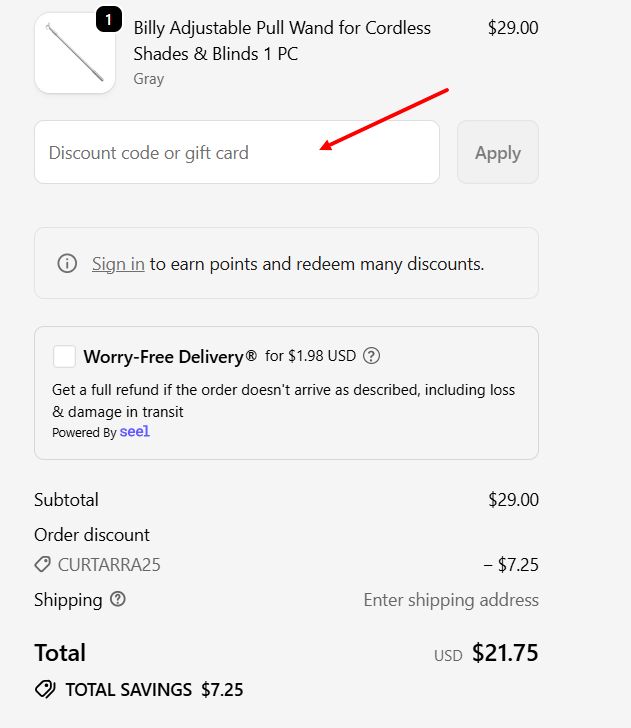 “How to apply a Curtarra promo code”