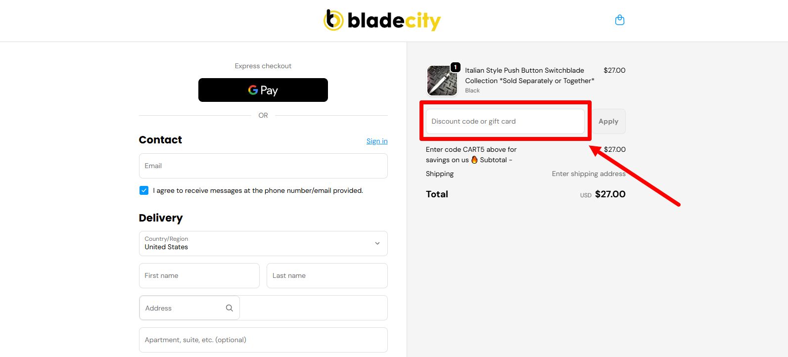 “How to apply a Blade City promo code”