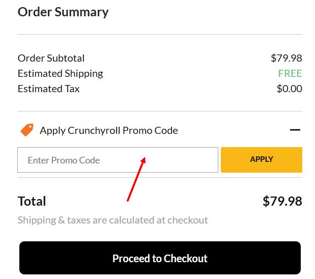 “How to apply a Crunchyroll Store promo code”