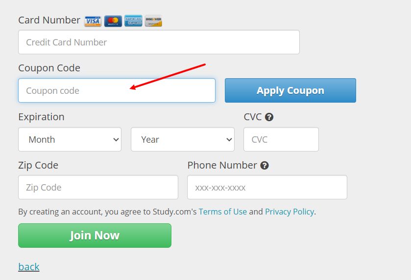 “How to apply a Study.com promo code”