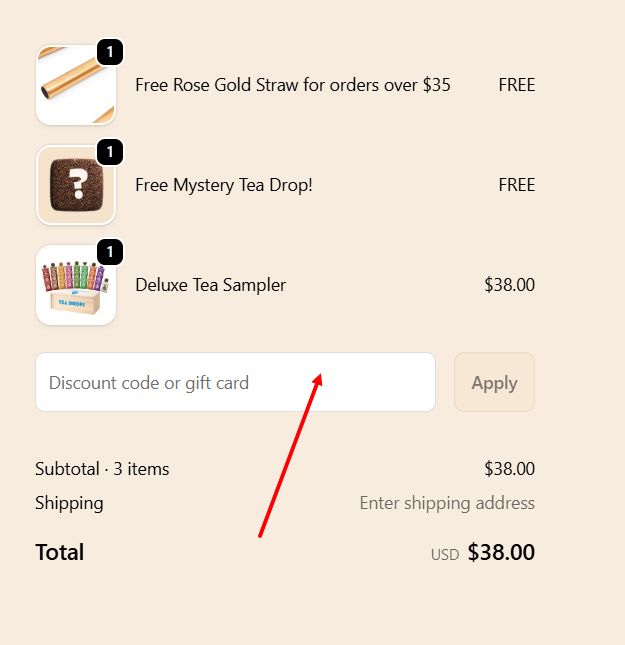 “How to apply a Tea Drops promo code”