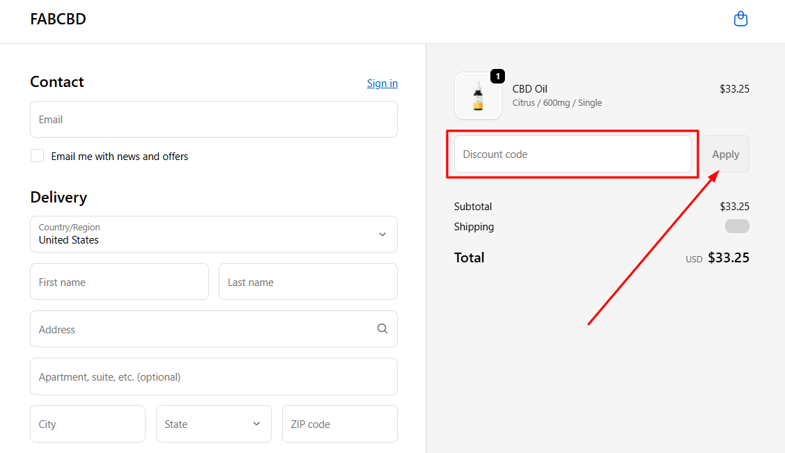 How to activate a Fabcbd promo code