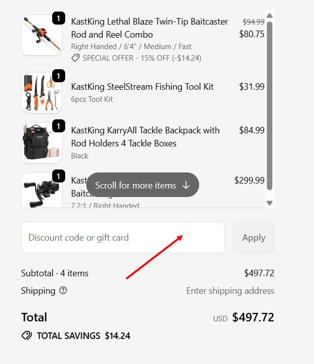 “How to apply a KastKing promo code”