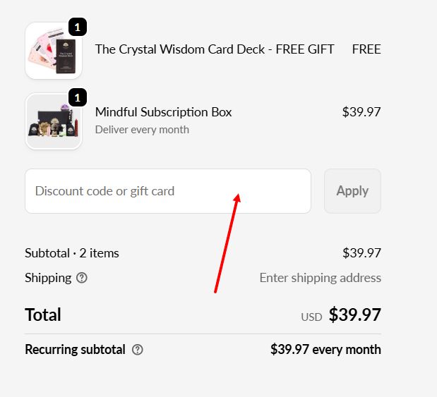“How to apply a Mindful Souls promo code”