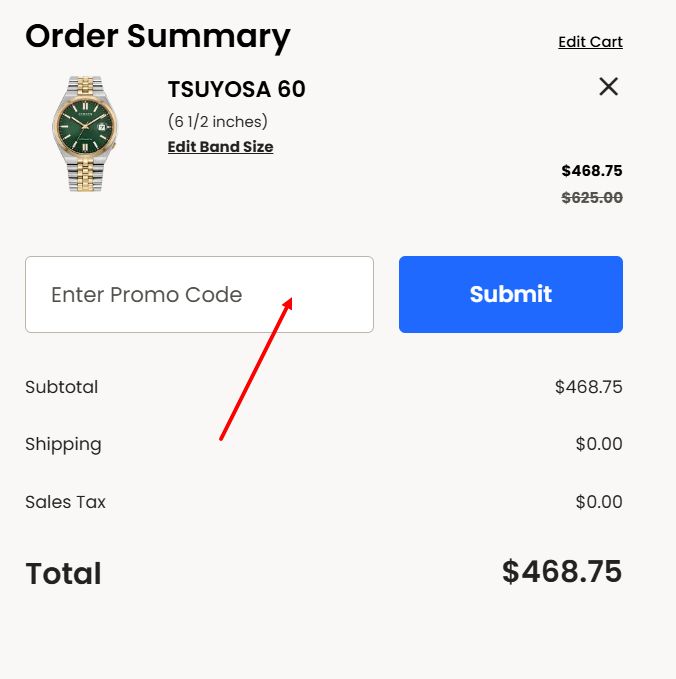 “How to apply a Citizen Watch promo code”