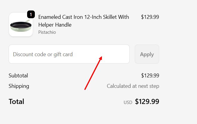 “How to apply a Pots and Pans promo code”