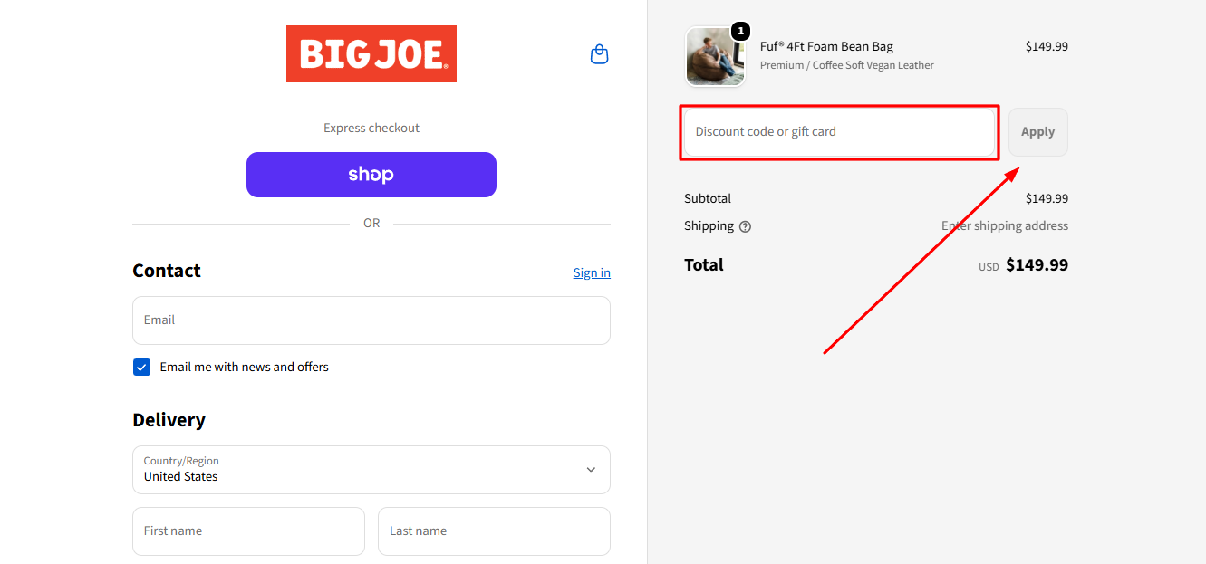 How to activate a Big Joe promo code