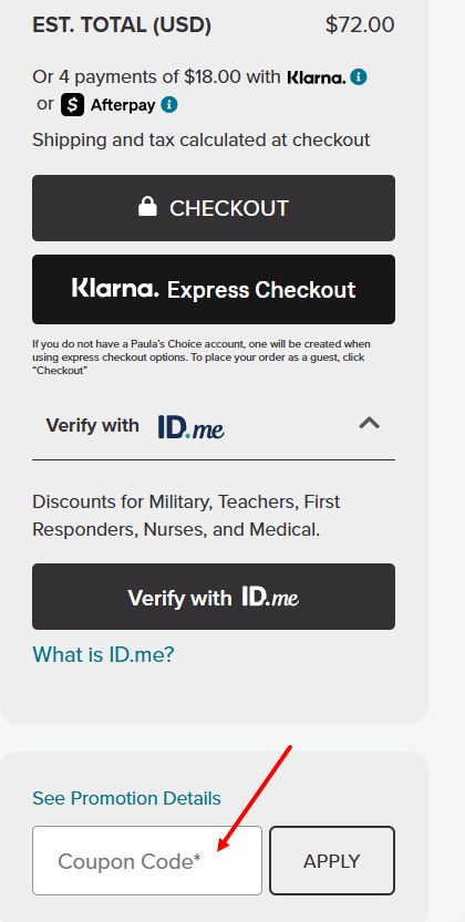 “How to apply a Paula's Choice promo code”