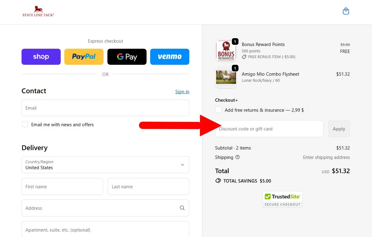 “How to activate a State Line Tack promo code”