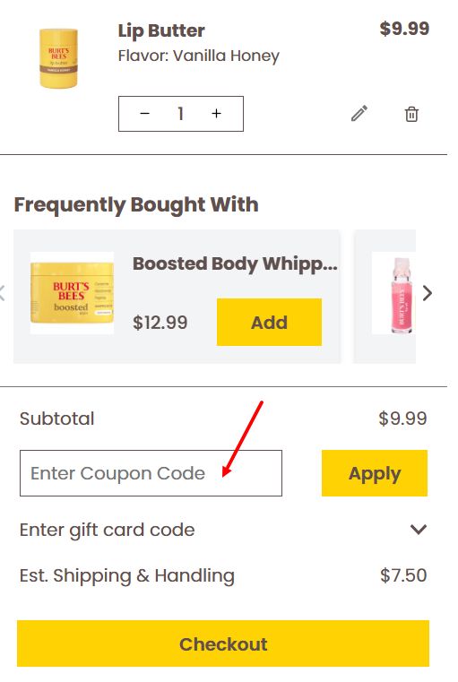 “How to apply a Burt's Bees promo code”