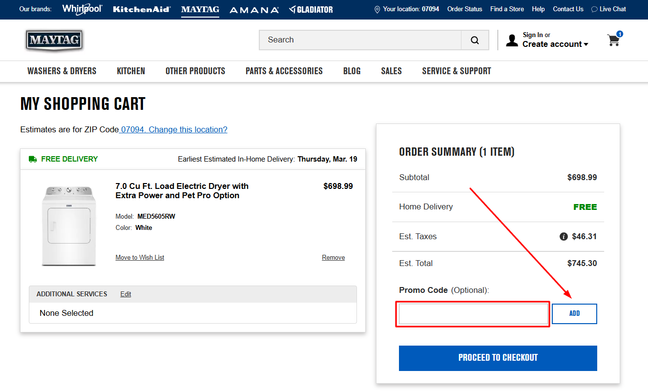 How to activate a Maytag promo code