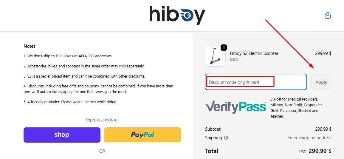 How to apply a Hiboy promo code