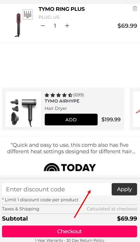 “How to apply a TYMO Beauty promo code”