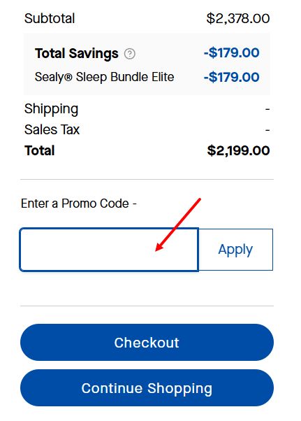 “How to apply a Sealy promo code”