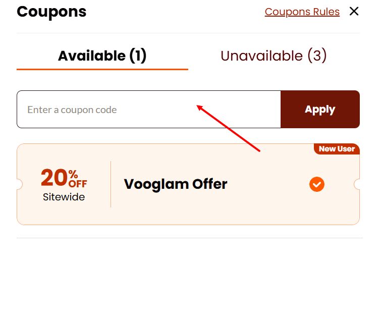 “How to apply a Vooglam promo code”