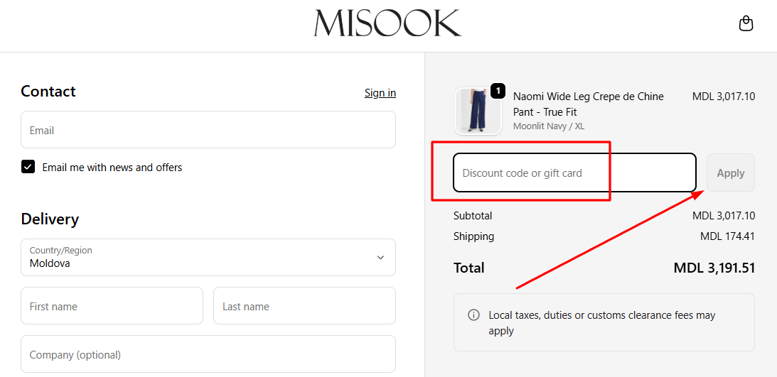 How to activate a Misook promo code