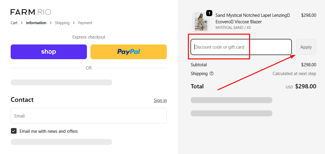 How to activate a Farm Rio promo code