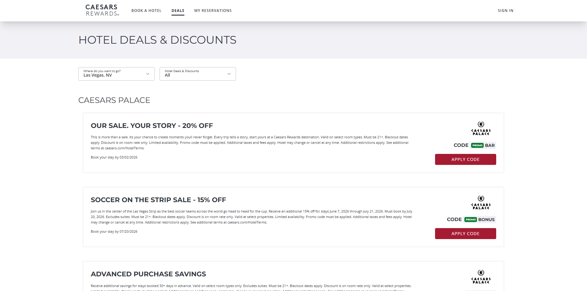 Caesars Rewards coupons