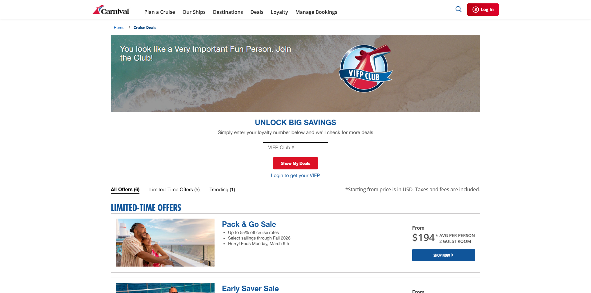 Carnival Cruise voucher