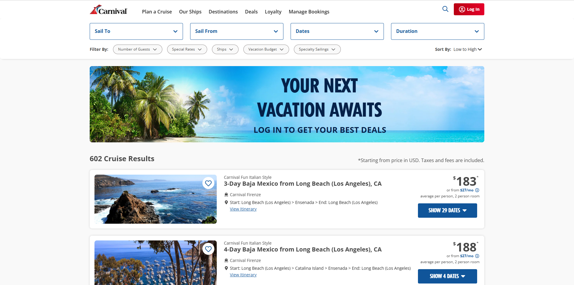 Carnival Cruise coupons